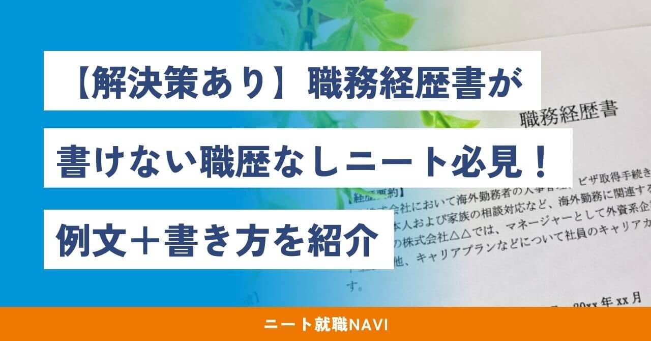 職務経歴書 書けない ニート